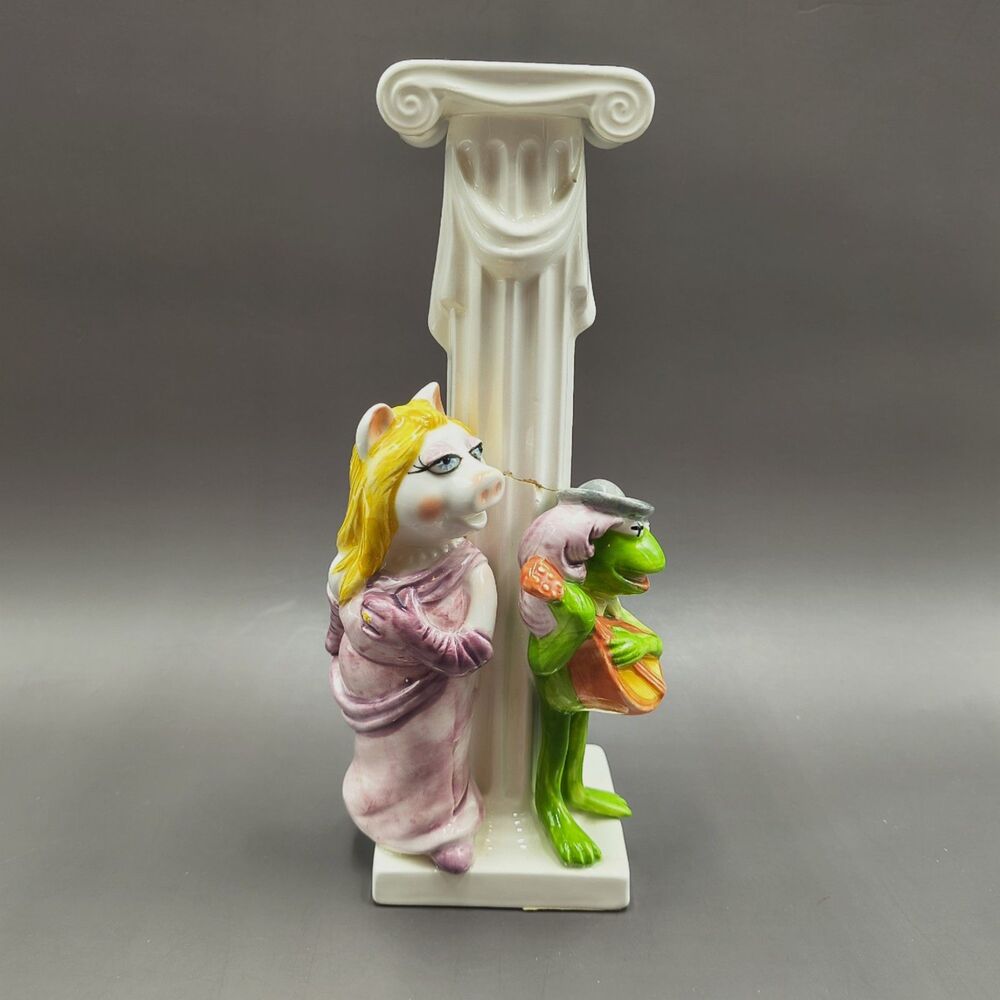 Miss Piggy Kermit Candlestick Candle Holder Muppets Sigma Tastesetter BROKEN